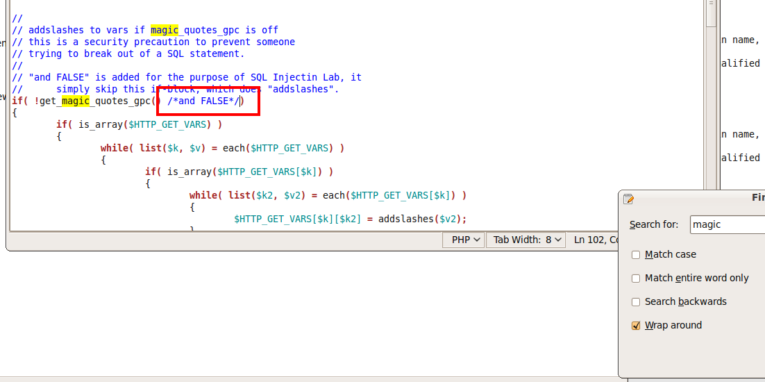 图 11 启用addslashes