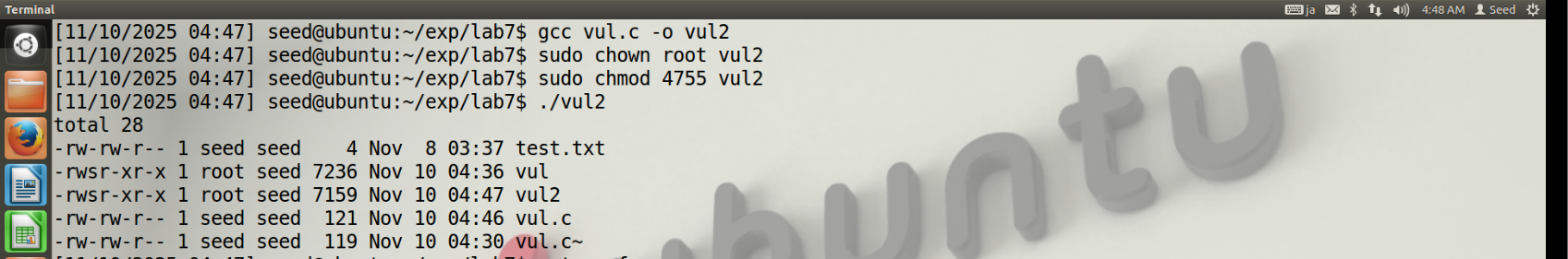 图5 移除setuid(geteuid())之后攻击失败