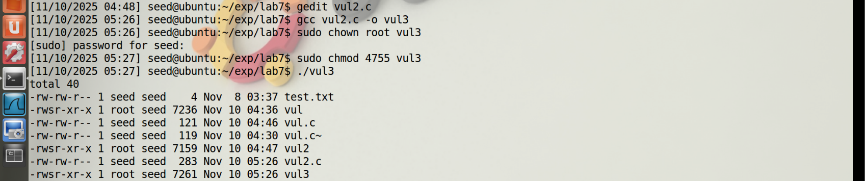 图7 采用execve语句攻击失败
