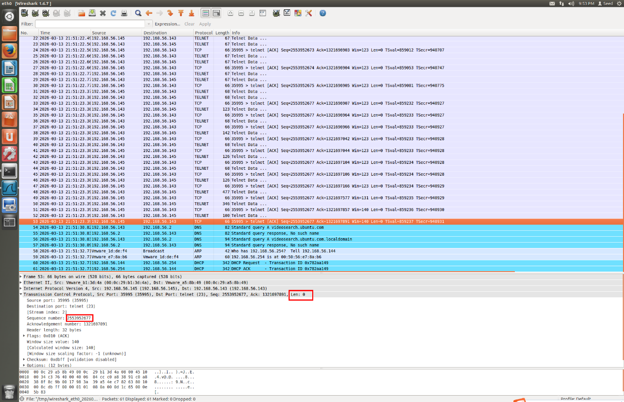 图 24 检测到telnet包
