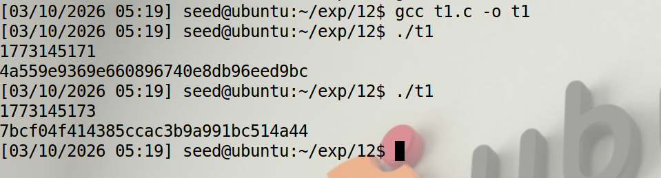 图1 使用时间作为随机数种子生成随机数