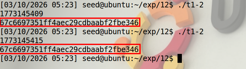 图2 使用相同的随机数种子生成随机数