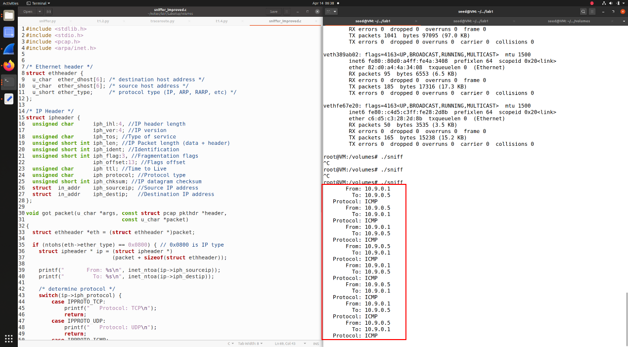图12 编写数据包嗅探程序
