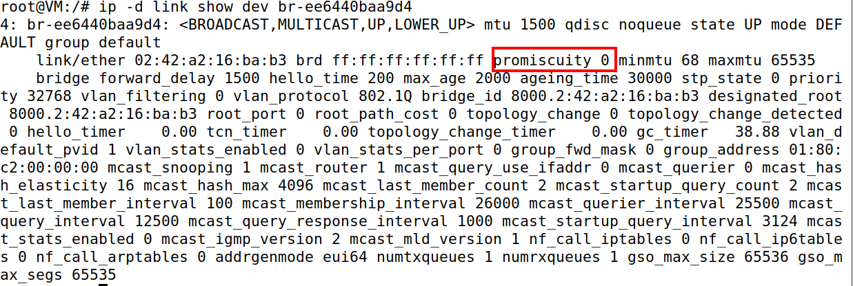 图13 网卡的混杂模式已关闭