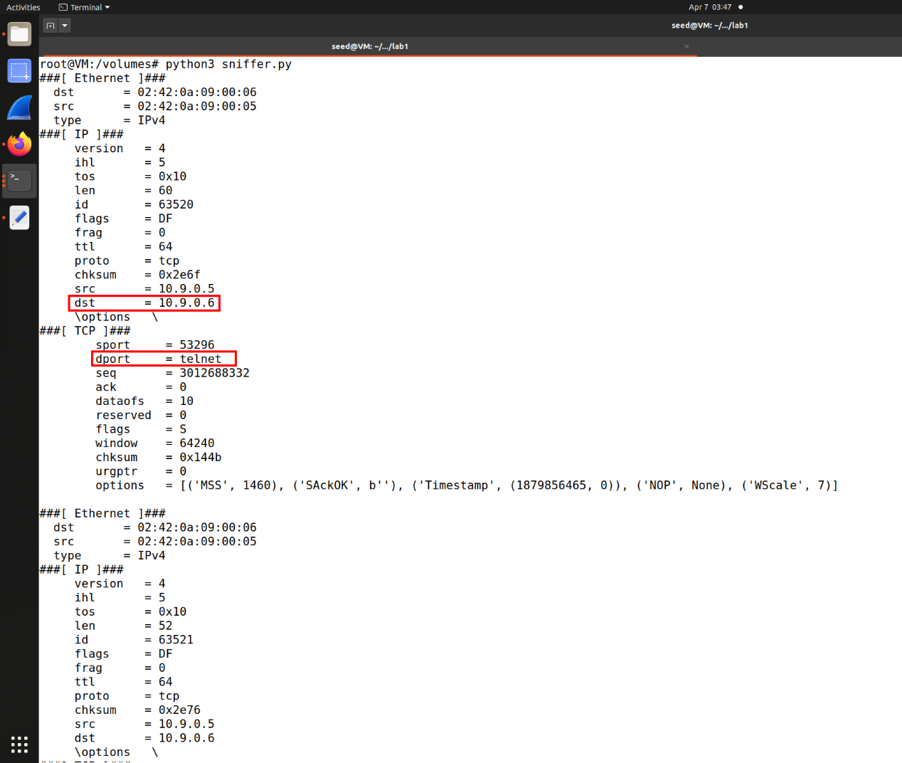 图6 嗅探结果仅包含端口23