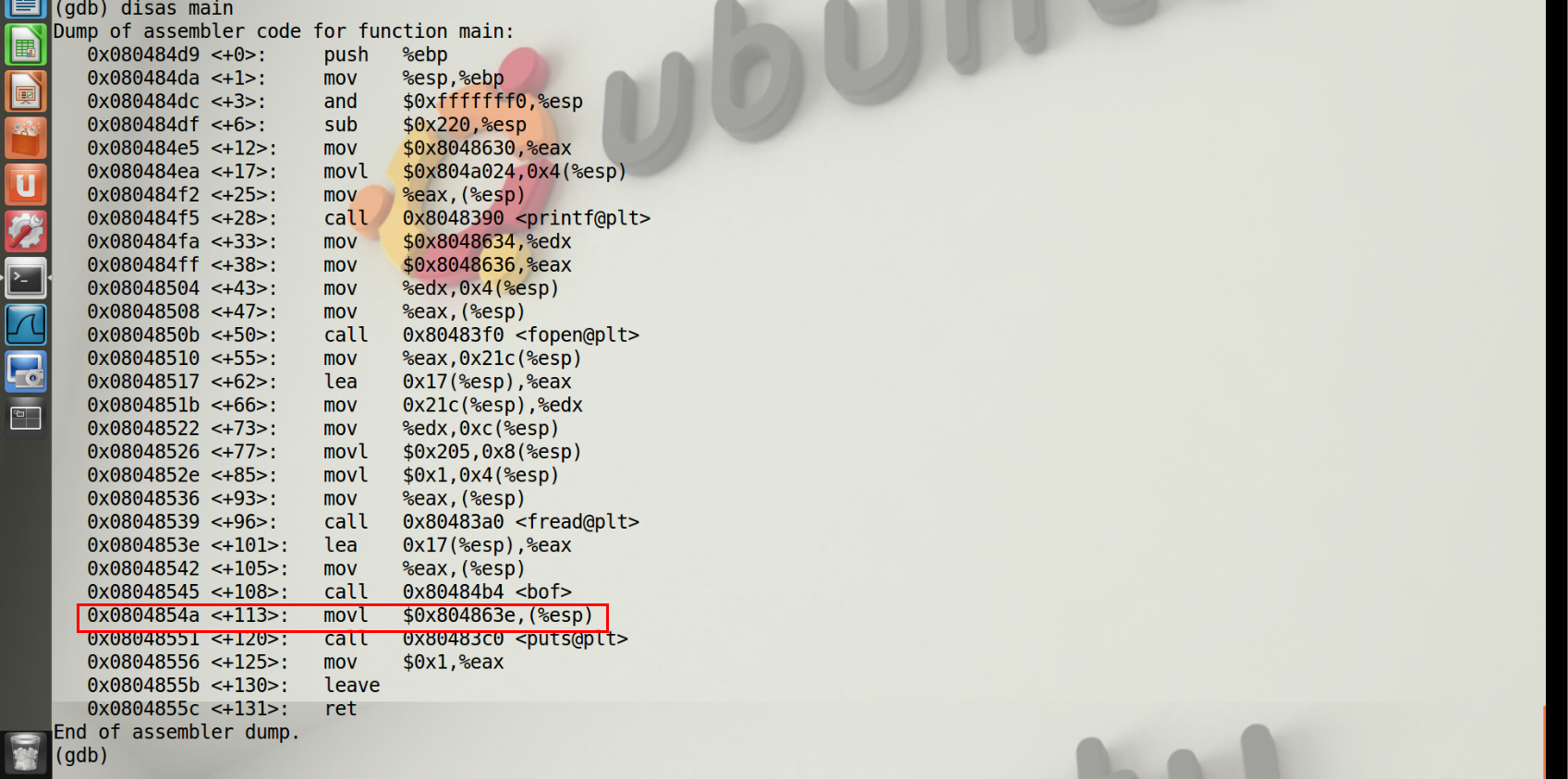 图3 反汇编main()获得返回地址